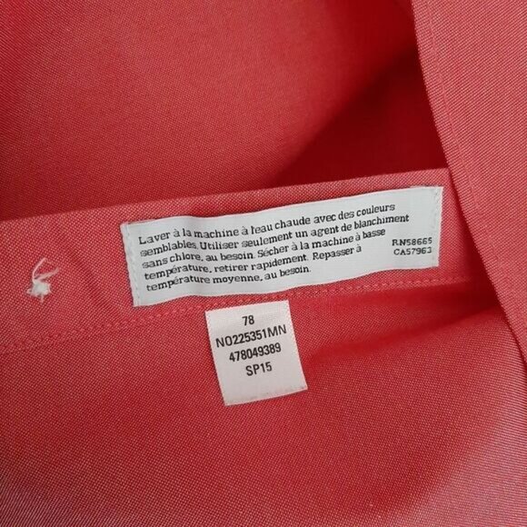 NORDSTROM 100% Cotton Traditional Fit Button Down Shirt Pink Men's Sz 16 / 34 - Picture 11 of 11